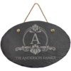 11 3/4" x 7 3/4" Oval Slate Decor with Hanger String - CUSTOM LASER ENGRAVED