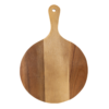 8 1/4" x 12 1/4" Round Acacia Wood/Slate Serving Board with Handle - CUSTOM LASER ENGRAVED - Image 3