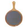 8 1/4" x 12 1/4" Round Acacia Wood/Slate Serving Board with Handle - CUSTOM LASER ENGRAVED - Image 2