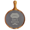 10 1/2" x 14 1/2" Round Acacia Wood/Slate Serving Board with Handle - CUSTOM LASER ENGRAVED