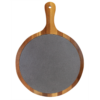 10 1/2" x 14 1/2" Round Acacia Wood/Slate Serving Board with Handle - CUSTOM LASER ENGRAVED - Image 2