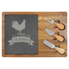 13 3/4" x 9 3/4" Acacia Wood/Slate Rectangle Cheese Set with Three Tools - CUSTOM LASER ENGRAVED