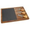 13 3/4" x 9 3/4" Acacia Wood/Slate Rectangle Cheese Set with Three Tools - CUSTOM LASER ENGRAVED - Image 2