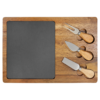 13 3/4" x 9 3/4" Acacia Wood/Slate Rectangle Cheese Set with Three Tools - CUSTOM LASER ENGRAVED - Image 3