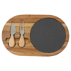 12 1/2" x 7 3/4" Acacia Wood/Slate Oval Cheese Set with Two Tools - CUSTOM LASER ENGRAVED - Image 2